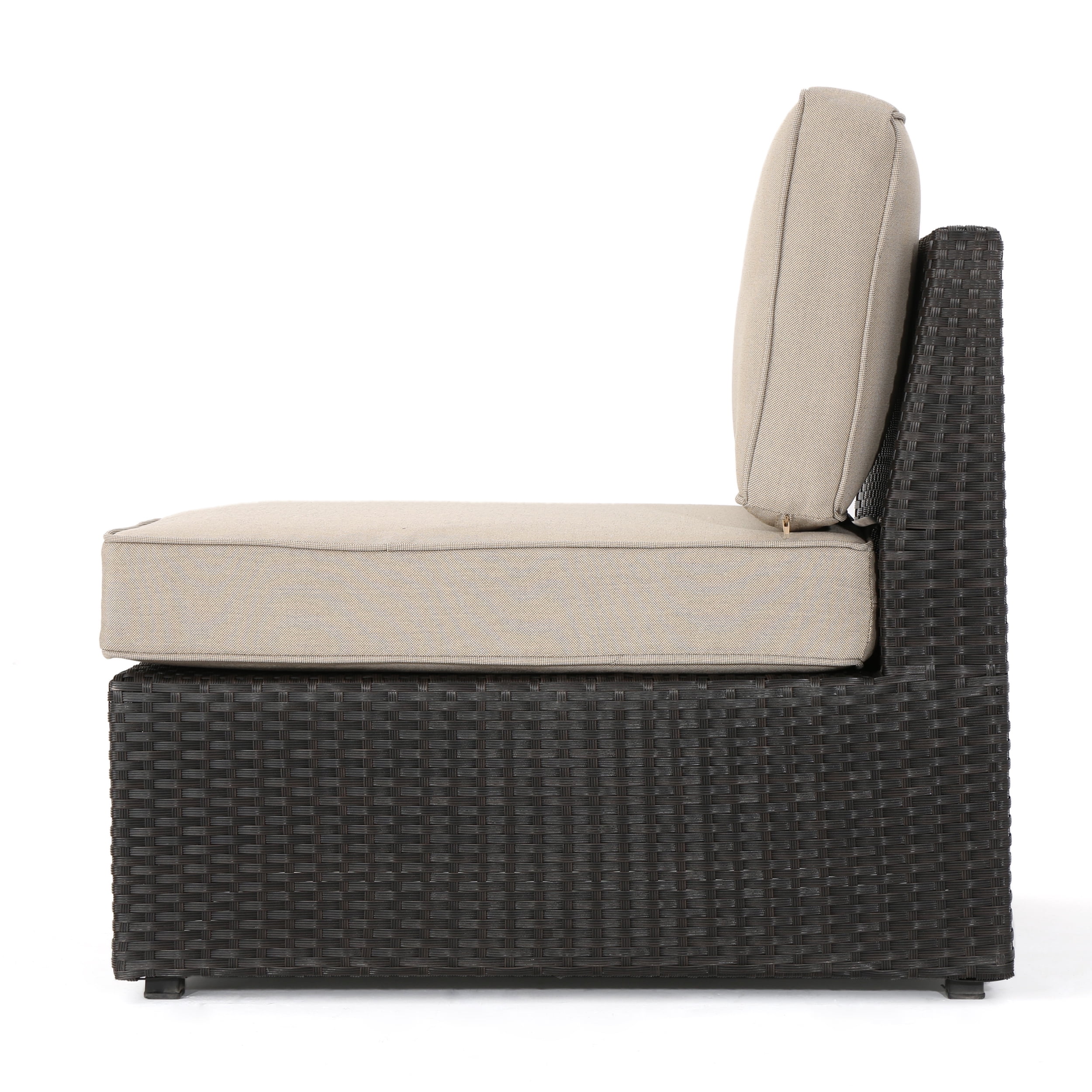Outdoor 6 Piece Brown Wicker Sofa Sectional Set