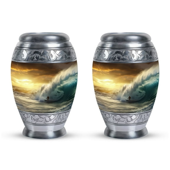 Golden Ocean Wave Urns For Human Ashes Adult Man, Miniature Urns For Human Ashes - Memorial Keepsakes For Ashes - Small Keepsake Urns For Human Ashes - Urns For Ashes Adult Female (3inch,2pcs)