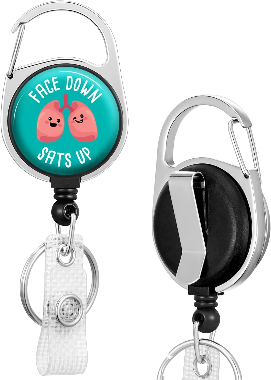 Face Down Sats Up Badge Reels Holder Retractable Keychain Heavy Duty