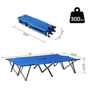 Outsunny Portable Two Person Double Folding Camping Cot for Adults - Blue