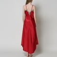 thumbnail image 2 of Defitshape Women's Satin Nightgown Full Length Lace V-Neck Pajamas Dress Sexy Pjs Silky Long Summer Lounging Lightweight Sleepwear Red X-Large, 2 of 4