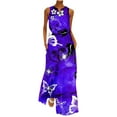 thumbnail image 2 of SMihono Robe Maxi Bohème d'Été pour Femmes Grande Taille Mode d'Été Imprimée Col en V Sans Manches Robe à Enfiler avec Poches Robe de Plage, 2 of 5