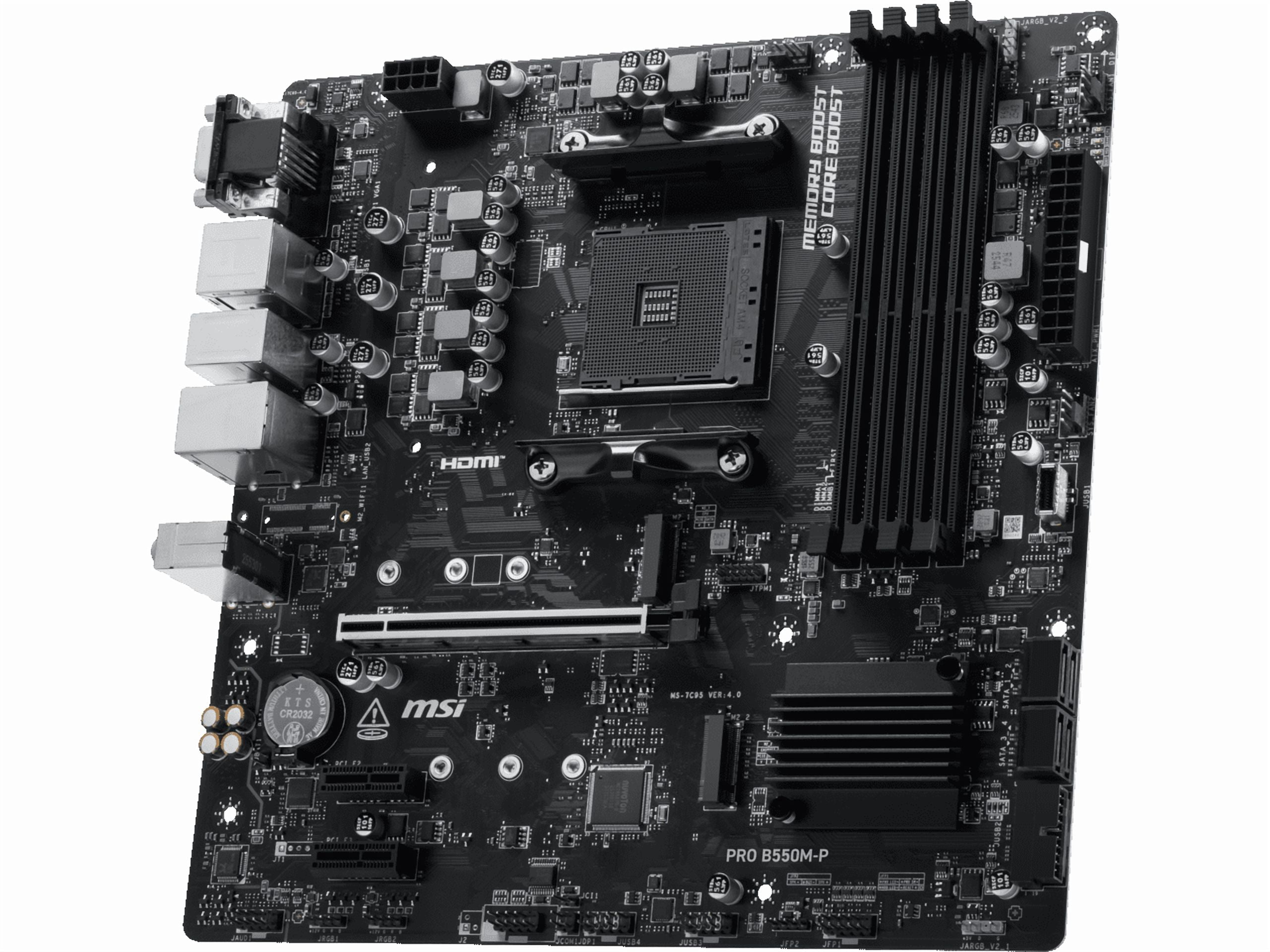 MSI PRO B550M-P AMD AM4 Micro-ATX Motherboard, B550 Chipset, DDR4