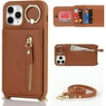 thumbnail image 2 of iPhone 11 pro Phone Case with Card Holder for Women, iPhone 11 pro Case Wallet with Strap Credit Card Slots Crossbody with Kickstand Zipper Case for iPhone11pro - Brown, 2 of 18