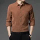 thumbnail image 2 of Camisas de hombre de pana azul lisas para hombre elegantes con cuello moda 2024 Asia original xxl tops casual normal hipster oferta, 2 of 5