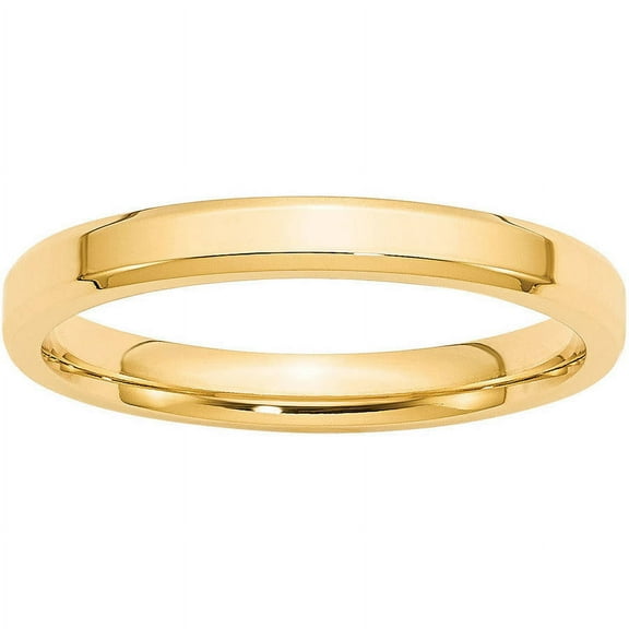 Primal Gold 14 Karat Yellow Gold 3mm Beveled Edge Comfort Fit Band Size 10