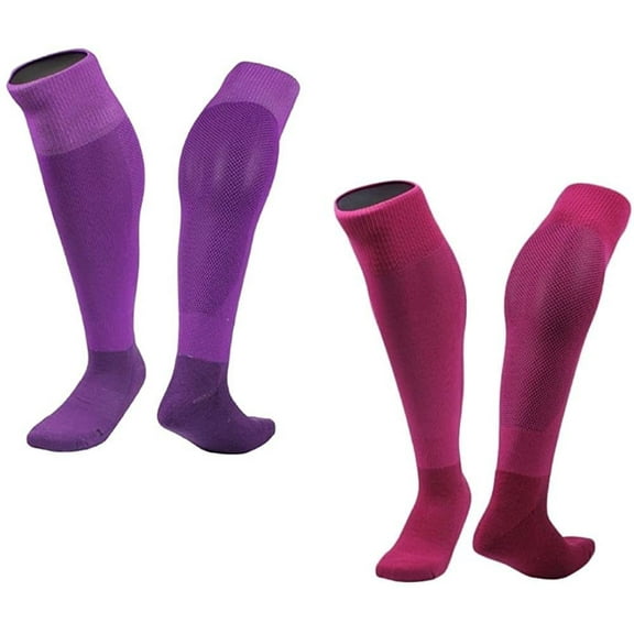 Lian LifeStyle 2 Pairs Exceptional Knee High Sports Socks for Soccer, Softball, Baseball and many other Sports XL0005 Size M Purple,Rose