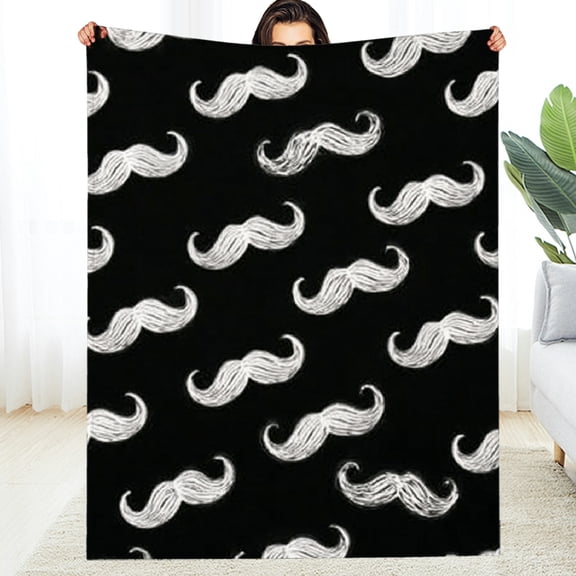 RKSupls Mustache Black Throw Blanket, Soft Warm Lightweight Flannel Throw Blanket for Couch, Bed, Outdoor, Cozy Fluffy Fuzzy Blankets for Women Boys Girls, Home Decor, 30*40in