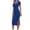 #193-Blue, variant on Women Summer French Square Neck Side Split Slim Knit Dress Short Sleeve Solid Color Midi Length Elegant Casual Daily Wear Dresses Gift