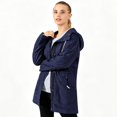 thumbnail image 2 of Smawell Women's Mid Length Hooded Parka Windbreaker Jacket, Casual Drawstring Waist Utility Coat with Multi Pockets, Lightweight Windproof Outdoor Trench Coat for Fall Spring, 2 of 6