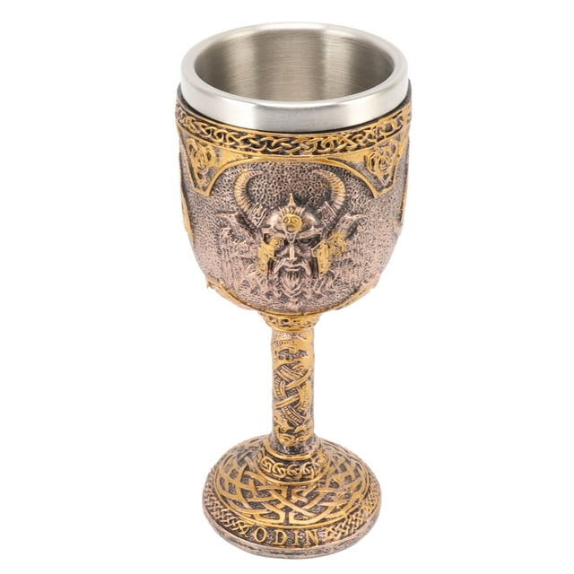 Taza de cerveza nórdica, copa vikinga nórdica, copa de vino retro, copa de acero inoxidable retro, diseño revolucionario Jadeshay A
