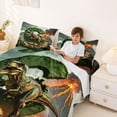 thumbnail image 3 of Metsweet Tyrannosaurus Rex Initial C Queen Sheets 4 Pieces, Volcano Dinosaur Queen Sheet Sets, Green Gray Orange,1 Fitted Sheet, 1 Flat Sheet and 2 Pillowcases, 3 of 5