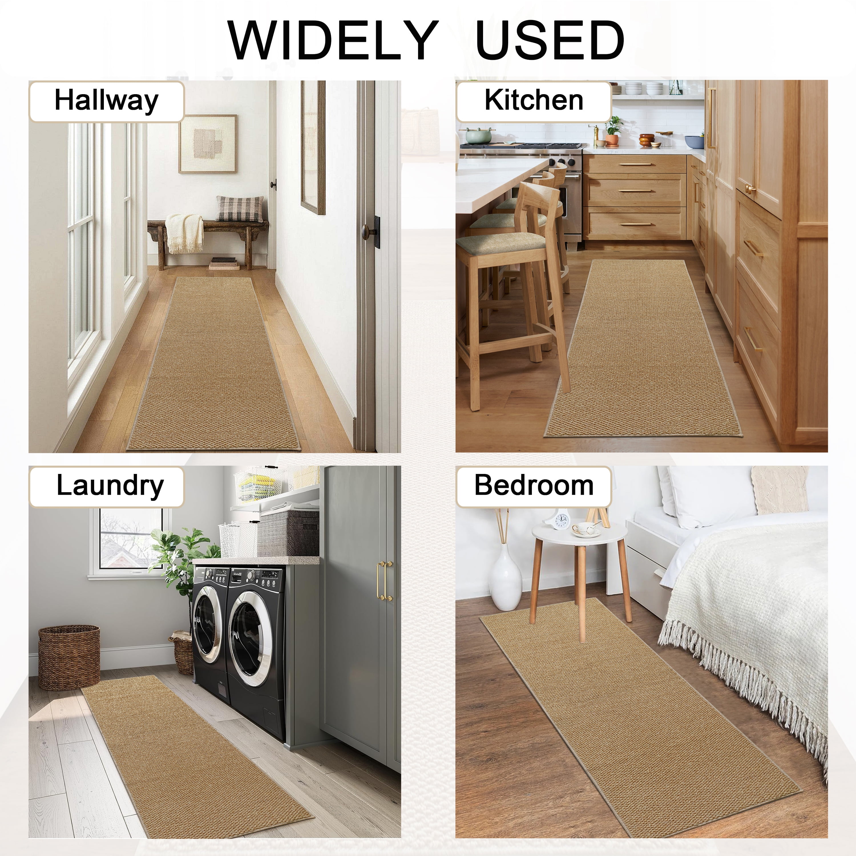 Artnice 3x5 Washable Area Rugs for Living Room, Faux Jute Rug Farmhouse Washable Rug, Non Slip Floor Carpet Mats for Kitchen, Entryway, Home Décor, Brown