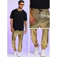 thumbnail image 4 of Unique Bargains Men's Sparkly Metallic Pants Drawstring Waist Nightclub Sequin Joggers 36 Golden, 4 of 6