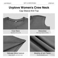 thumbnail image 3 of Uvplove Women's Casual Knit Top Loose Fit Cap Sleeve Soft Stretchy Crew Neck Summer T-Shirt,Grey,S, 3 of 10