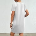 thumbnail image 5 of ZVAVZ Women Summer Dresses,Women's Solid Color Short Sleeve Pullover Dress Dressy Round Neck Tunic Pockets Sundress White,L, 5 of 7