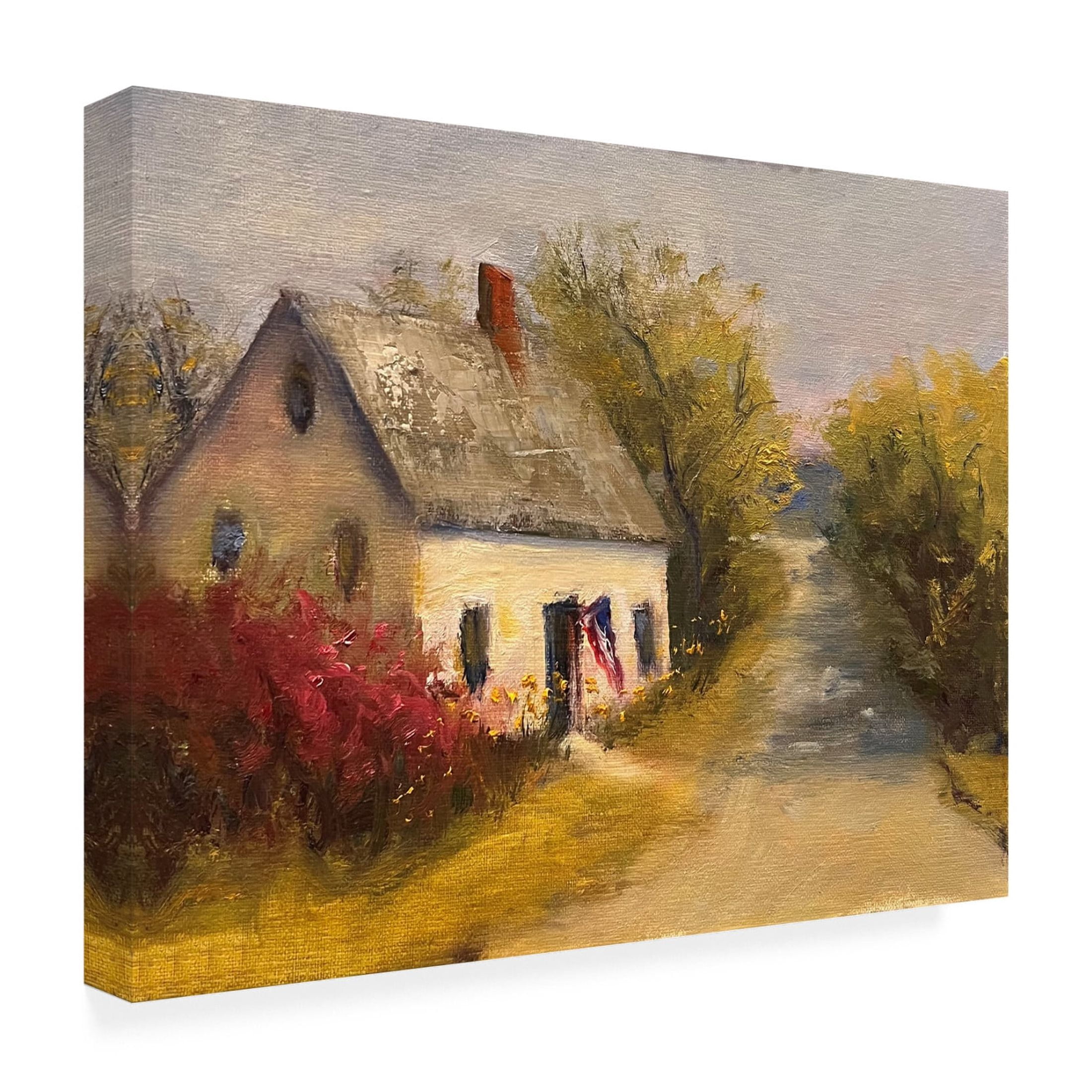 Trademark Fine Art Marilyn Wendling Cottage With Flag Canvas Wall Art