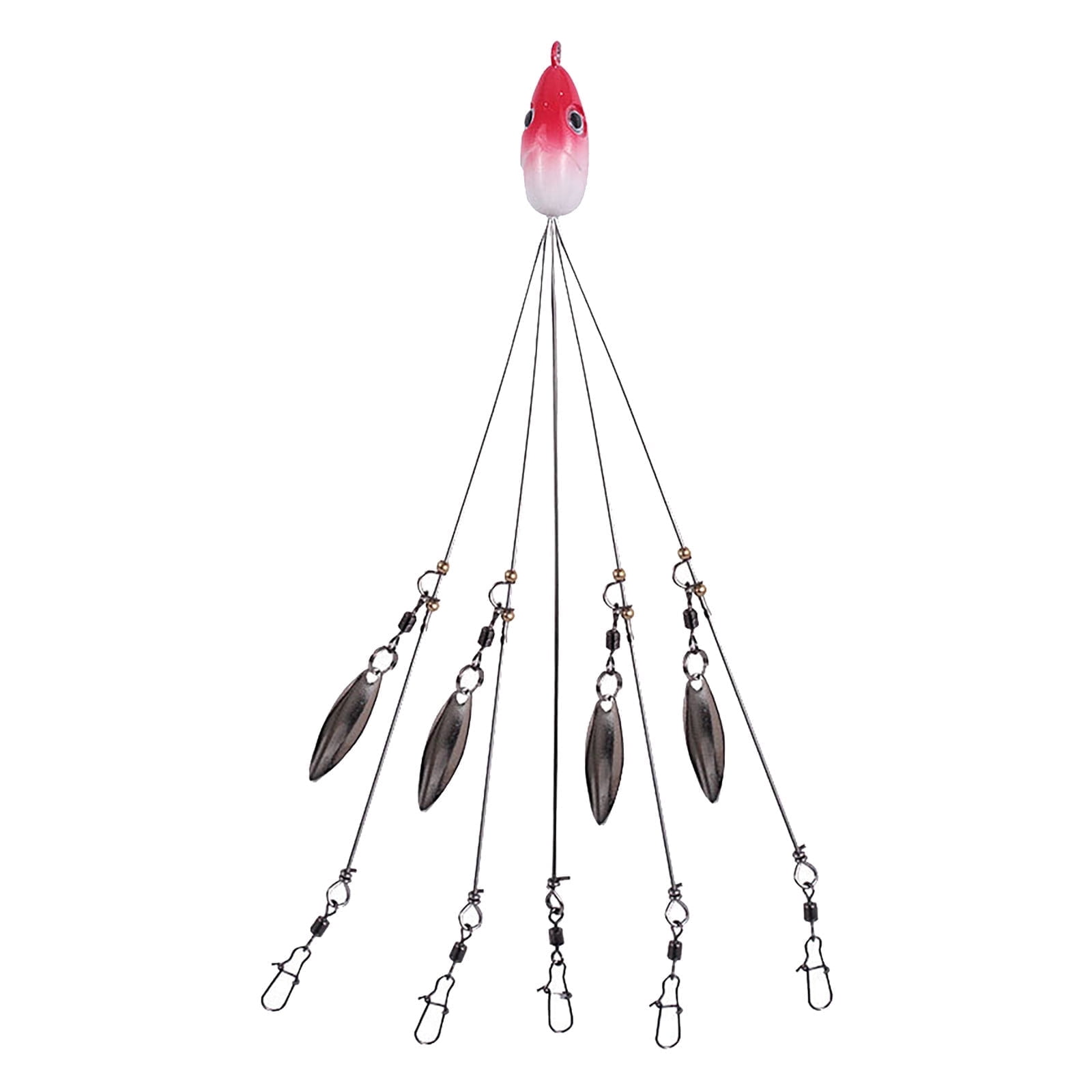 Walleye Lures HCHinn Alabama Rig 5 Arms Fishing Lure - Umbrella A-Rig With  8 Willow Blades For Bass & Striper Freshwater Saltwater A-rig