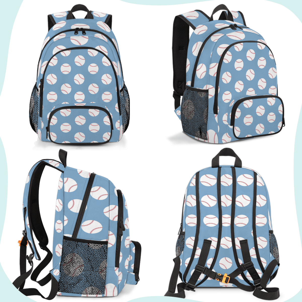 Herdesigns Baseball Blue Travel Laptop Backpack, Waterproof Computer Bag for Women Men Adult, 18.3 Inch Large Work Nurse Teacher Bags Casual Daypack
