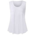 thumbnail image 4 of QUINDOS Womens Tops Summer Ribbed White Fashion Solid Vest Round-Neck Loose Sleeveless T-shirt Pullover Tops Womens Tank Tops, 4 of 5