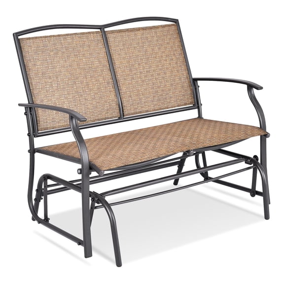 Outdoor Patio Glider Bench with Steel Frame, Smooth Swinging Glider Chair, Sturdy Seating for Garden, Backyard, Porch and Balcony