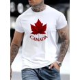 thumbnail image 1 of Camisa versátil de manga corta con cuello redondo y estampado canadiense para hombre, corte regular, cómoda y ligeramente elástica, ideal para usar en el fin de semana de verano., 1 of 5