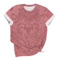 thumbnail image 5 of Cmfcve Summer Shirts for Women Round Neck Button Tunic Blouse Short Sleeves Printed Vacation Tee Shirt, 5 of 6
