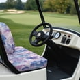 thumbnail image 6 of Pzuqiu Golf Car Seat Cover Set, Compatible with Outdoors, Golf Cart Backrest and Bench Seat Covers Suitable for Club Car All Weather, Pinkish-Purple Floral Pattern, 6 of 10
