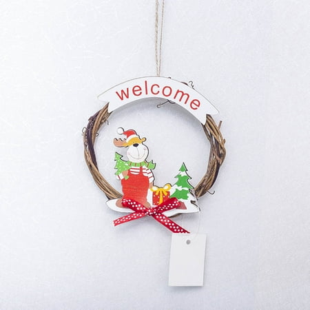 

KEUSN Christmas Series Rattan Pendant Christmas Circle Rattan Pendant Closet Door Decorative Wreath