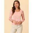 thumbnail image 2 of INSPIRE CHIC Blusa elegante de satén con cuello en forma de corazón y manga larga para mujer Rosa S, 2 of 5