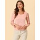 thumbnail image 2 of INSPIRE CHIC Blusa elegante de satén con cuello en forma de corazón y manga larga para mujer Rosa S, 2 of 5
