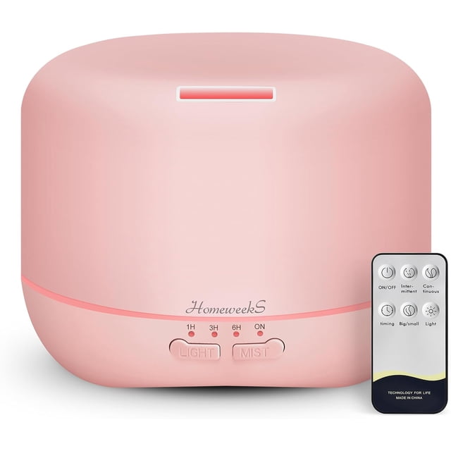 Aromatherapy Essential Oil Diffuser for Room: Air Humidifier Aroma Scent Cool Mist Colorful Lights Cute Small Large Waterless Auto Off Ultrasonic Diffusers for Home Bedroom Pink (300ml)