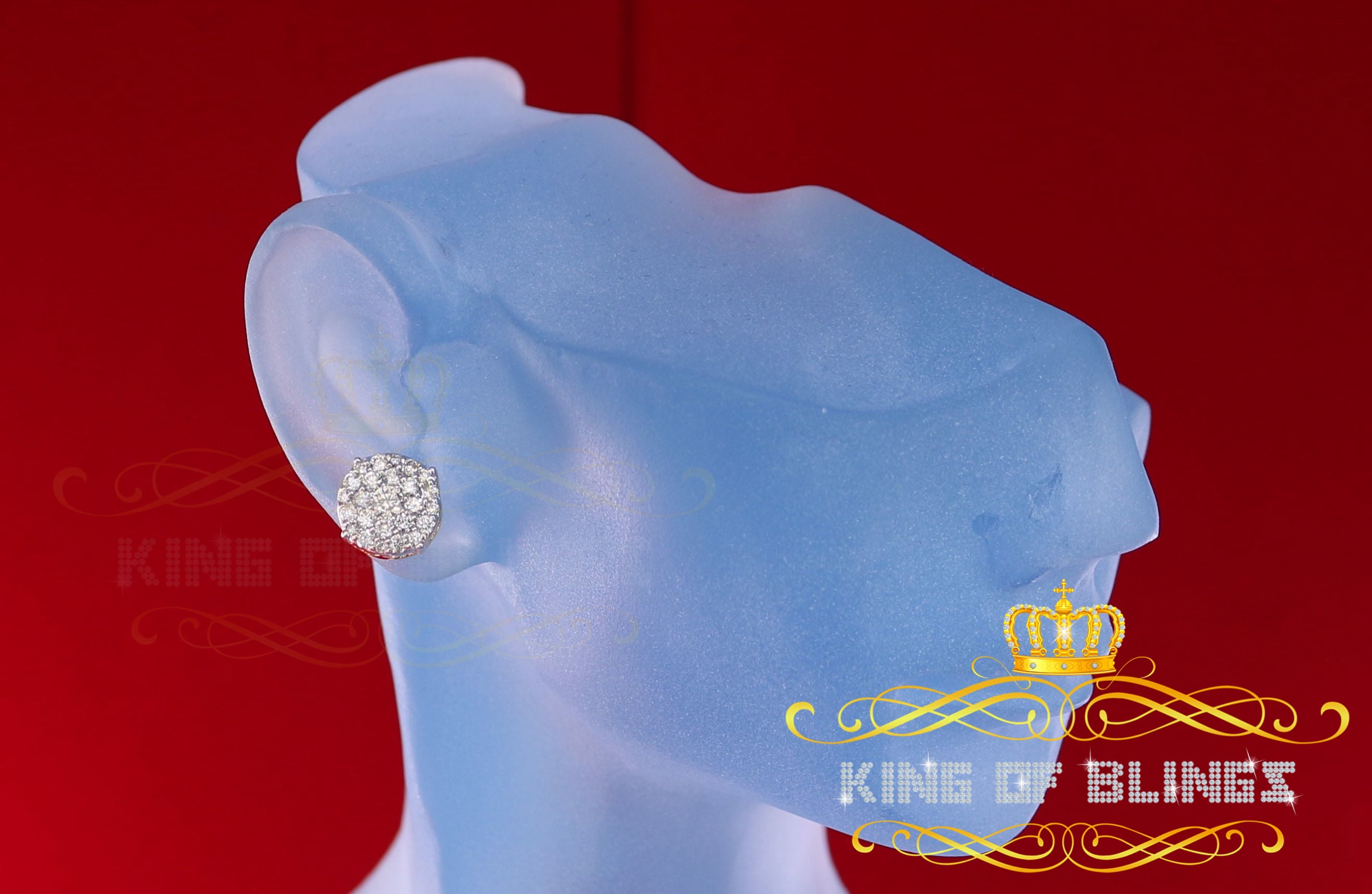 King of Bling's 10K Real Yellow Gold with 1.00CT Real Diamond Men's/Women's Stud Round Earrings