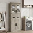 thumbnail image 2 of GloryStar 67" Tall Bathroom Storage Cabinet with Glass Doors, Adjustable Shelves, Drawer, Freestanding Tall Cabinet Modern Cupboard for Bathroom, Dining Room, Living Room, 2 of 7