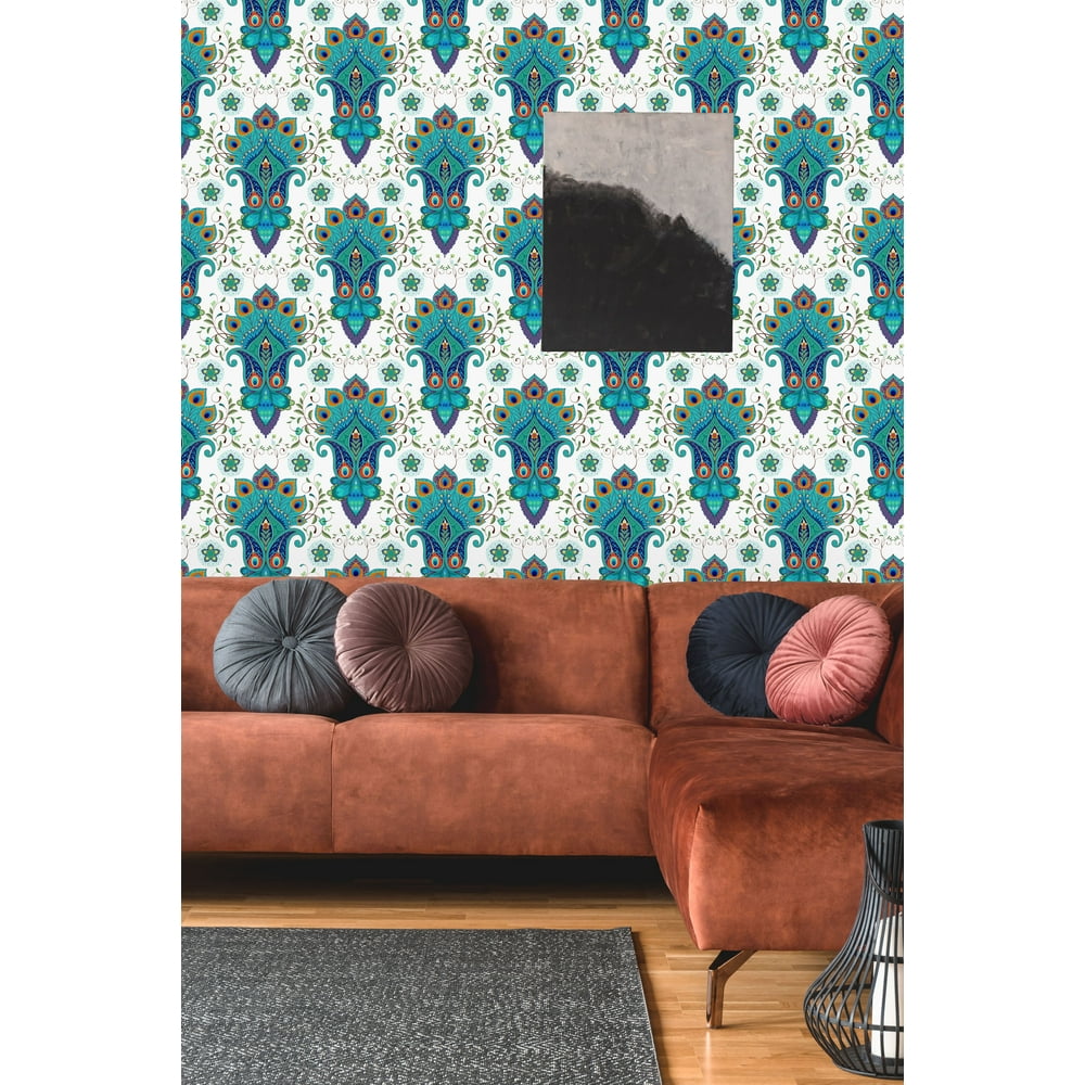 Peacock Feathers Peel and Stick Wallpaper