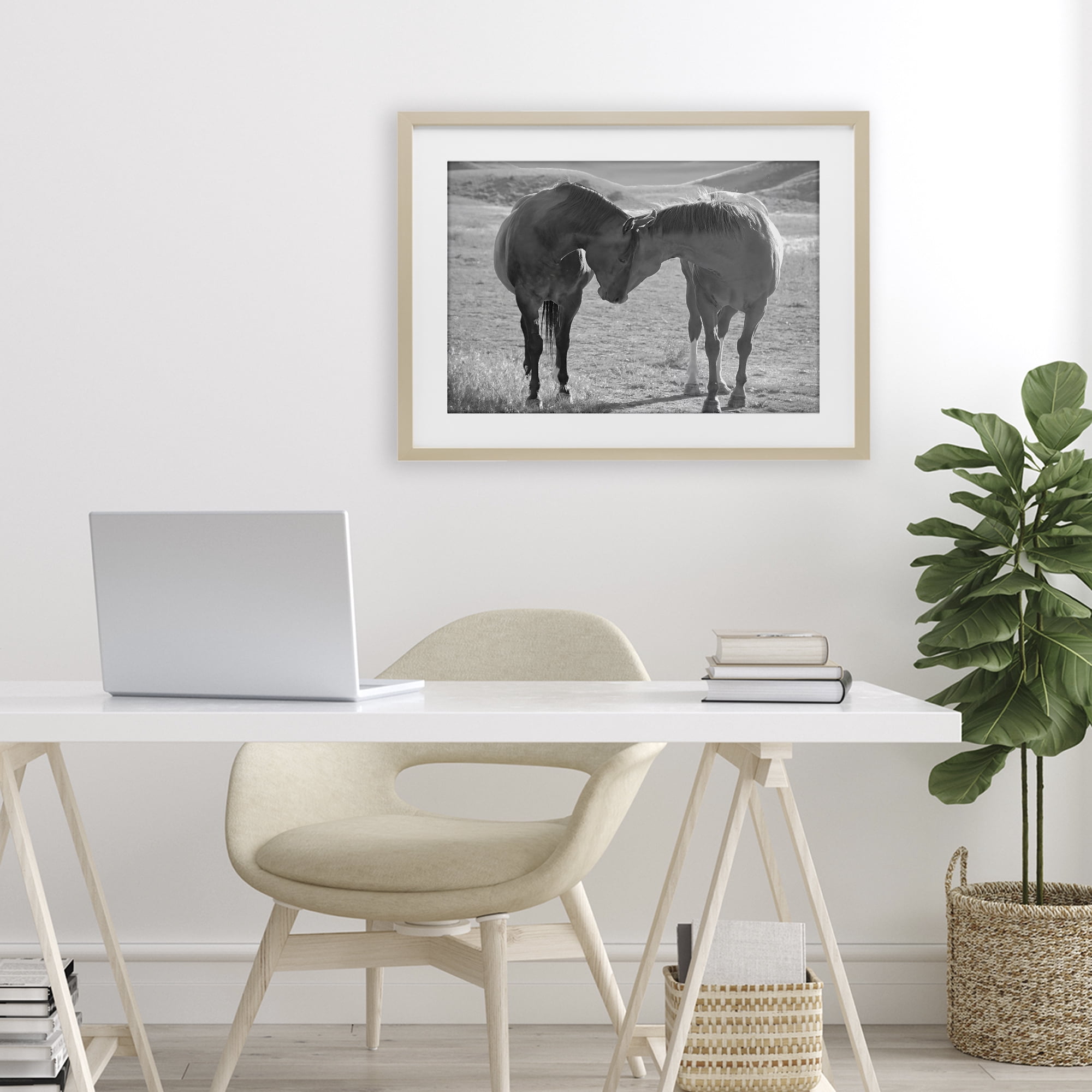 Stupell Industries Sweet Nothings Bond Between Horses Birch Framed Print Under Glass, design by Steve Toole