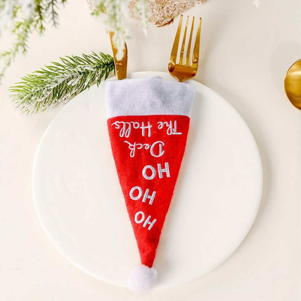 Nigoz 6PCS/Set Lovely Cute Christmas Ornament Kitchen Tableware Holder Dinner Cutlery Bag for Home Table Decorations New Released Exquisite Craftsmanship 