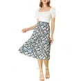 thumbnail image 2 of Allegra K Women's A-Line Floral Print Casual Midi Skirts, 2 of 6