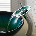thumbnail image 3 of KRAUS Nature Series Green Glass Bathroom Vessel Sink and Waterfall Faucet Combo Set with Matching Disk and Pop-Up Drain, Chrome Finish, 3 of 8
