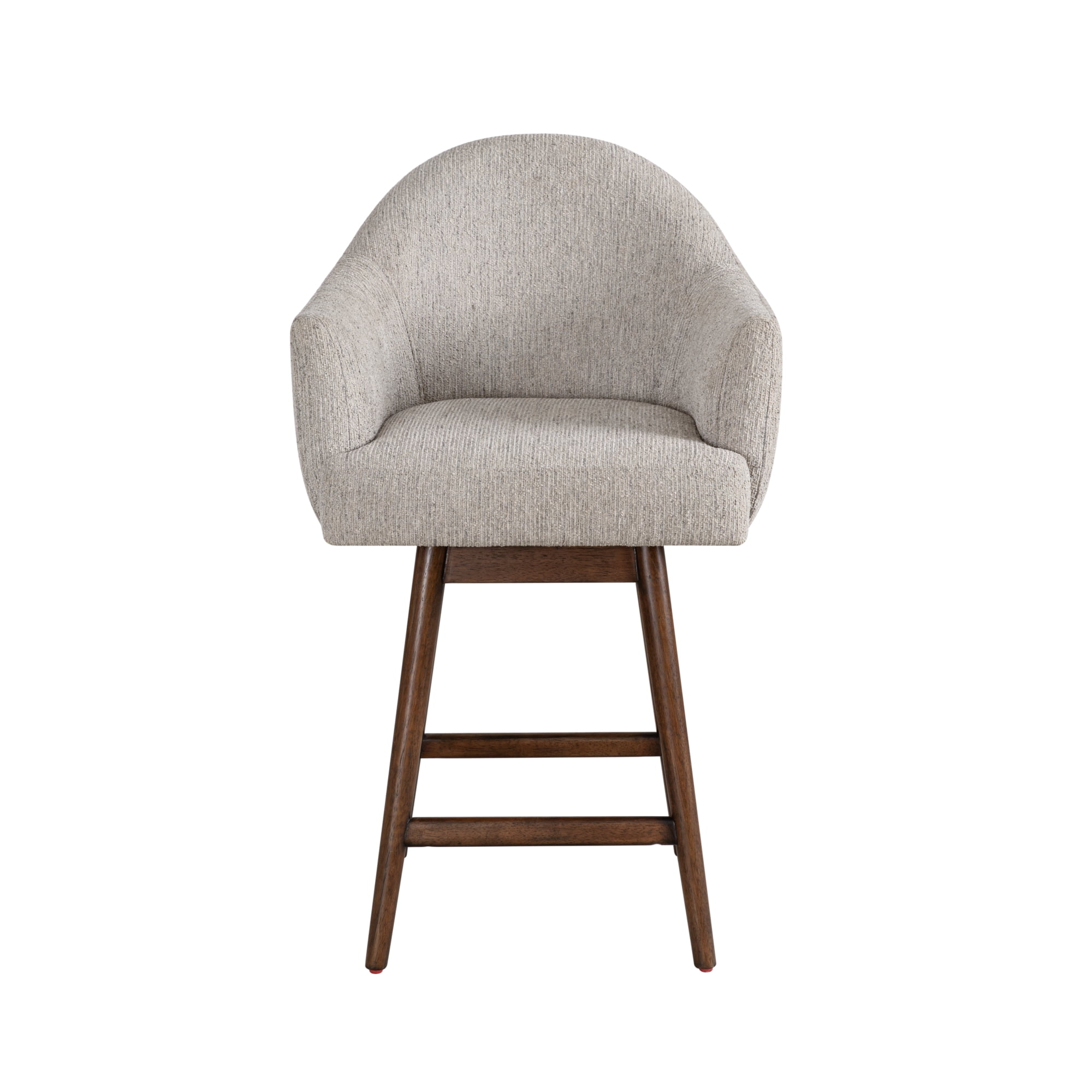 Jaxon Brown Solid Wood Upholstered 26" Counter Height Swivel Barstool with Morning Fog Fabric Seat - Set of 2
