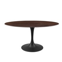 Dining Table, Oval, Wood, Black Dark Brown, Modern Contemporary Urban Design, Kitchen Room Cafe Bistro Restaurant Hospitality