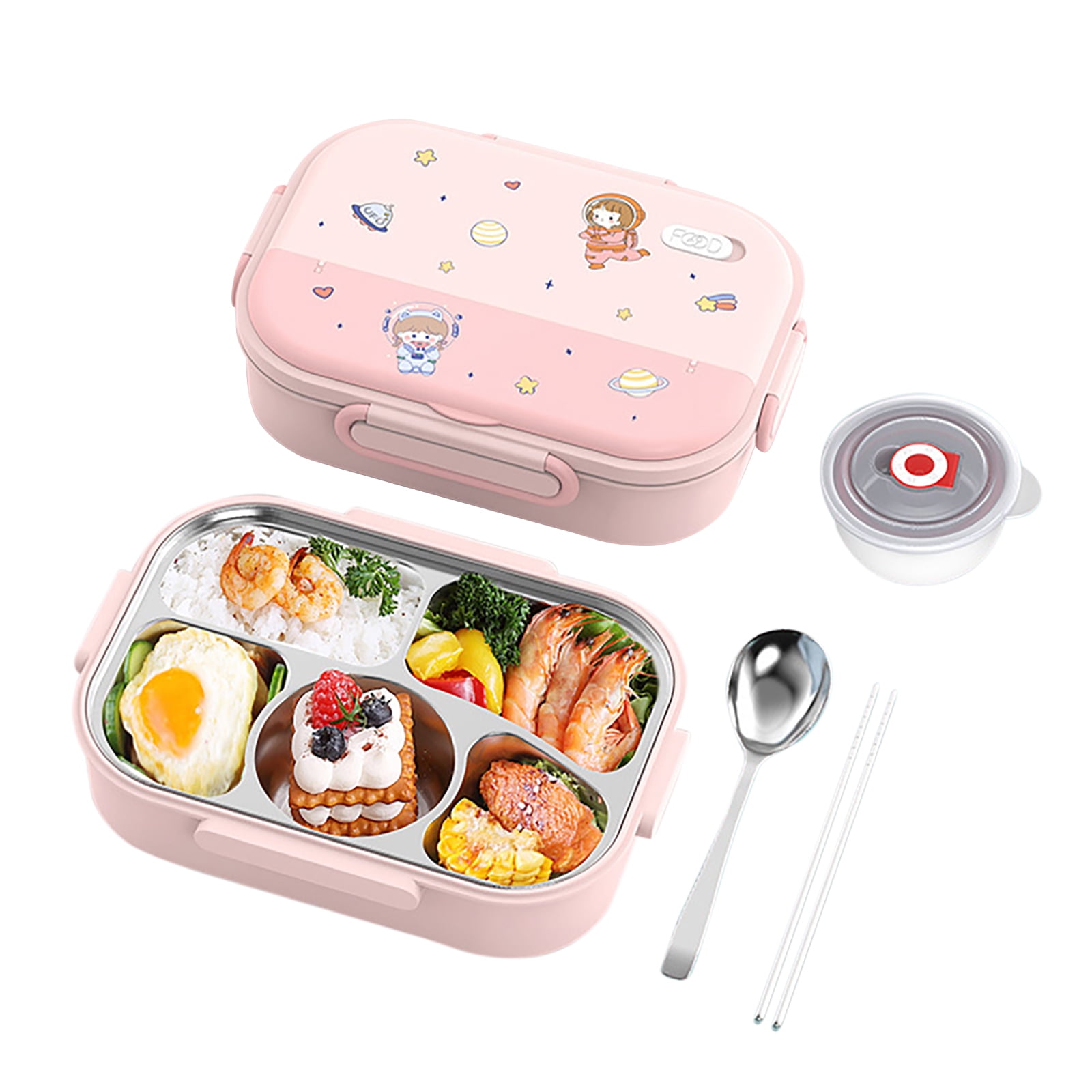 TBOLINE 1550ml Lunch Box Kids Cartoon Stainless Steel Lunch Containers