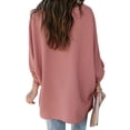thumbnail image 1 of Qarigey Camisa de mujer con cuello en V Blusa suelta Manga larga Color sólido Top casual Prendas para la parte del cuerpo Rojo XXL, 1 of 6