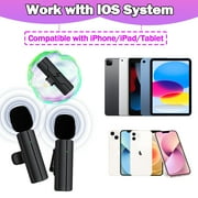 RONY Wireless Lavalier Lapel Microphone Compatible with iPhone iPad - Professional 2 Clip-on Mini Bluetooth Mics for YouTube Interview Livestream Vlog Podcast