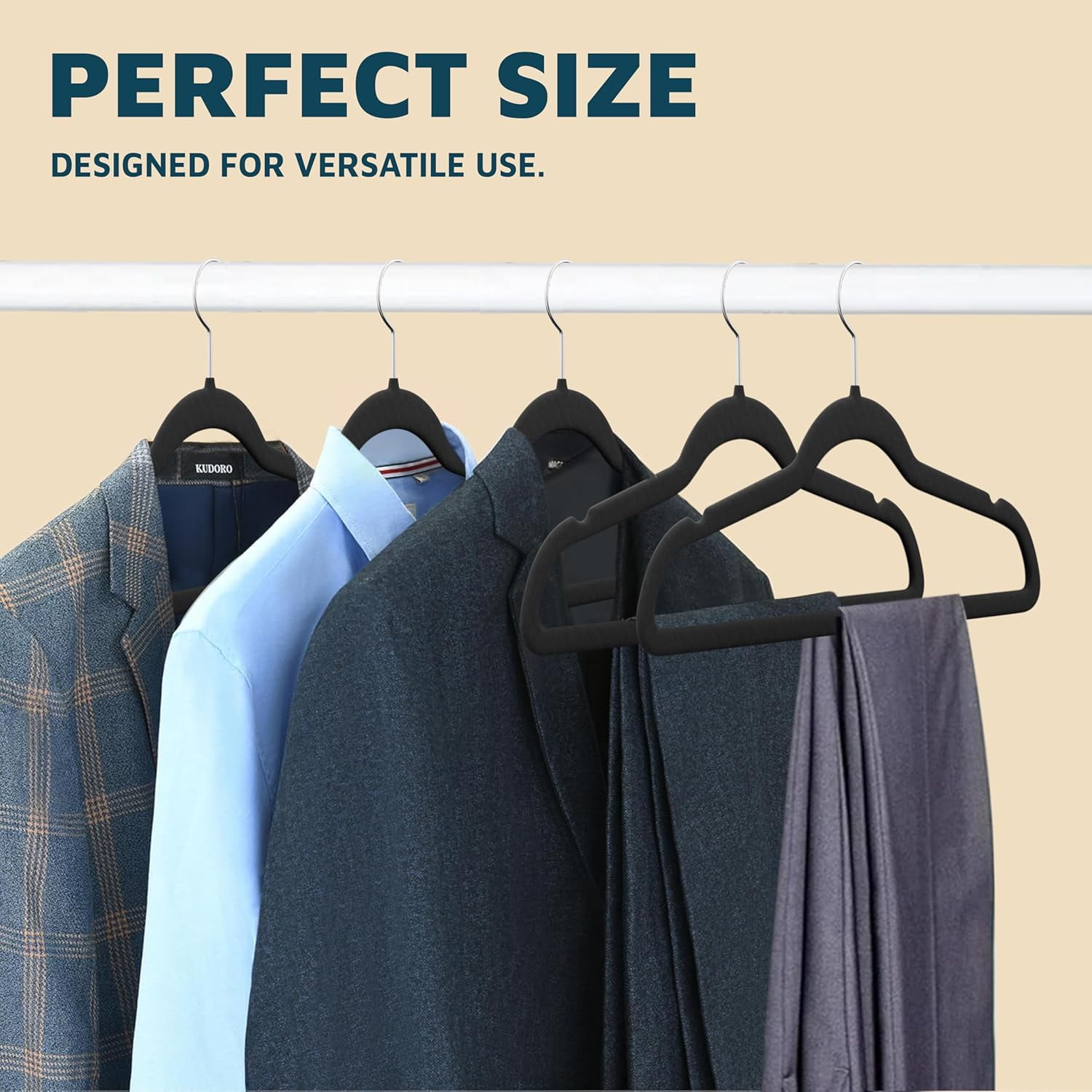 Lifemaster Velvet Clothes Hangers – With 360 Degree Swivel Hook & Non-Slip Shoulder Notch, Holds Up To 10 lbs, Heavy Duty Hanger Set, For Organizing Suit, Dress, Coat, & Clothes, Pack of 10, Black