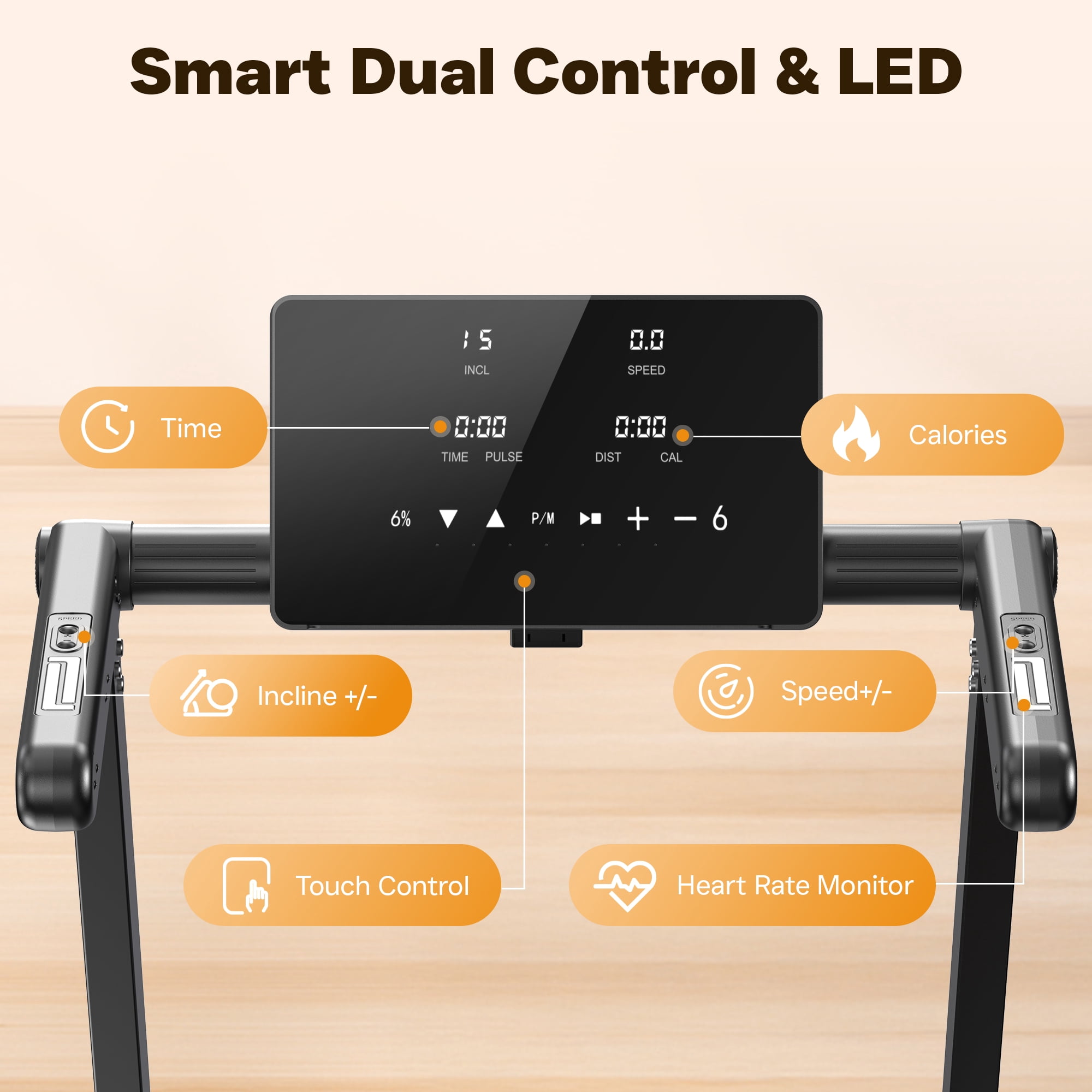 Folding Treadmill Walking Pad with Incline, 3.5HP Treadmills for Home, 0.5-8.5MPH 12 HIIT Programs, App & Heart Rate, LED Display, Fitness Equipment