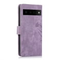 thumbnail image 6 of Feishell for Google Pixel 6 Pro Wallet Case with Wrist Strap,[Butterflies & Orchid Embossed] Premium PU Leather Magnetic Clasp Case Cover with Card Slots Kickstand Flip Phone Case for Women Men,Purple, 6 of 7