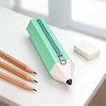 thumbnail image 5 of Btomtd Silicone Pencil Shape Pencil Case, Soft Portable Zipper Pencil Pouch, Large Capacity Organizer Pencil Bag for Students, Green, 5 of 9