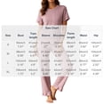 thumbnail image 3 of Maqroz Womens Two Piece Pajama Sets Textured Knit Short Sleeve Tops Straight Leg Pants Casual Solid Sleepwear Cozy Loungewear Set for Lazy Weekends, 3 of 8