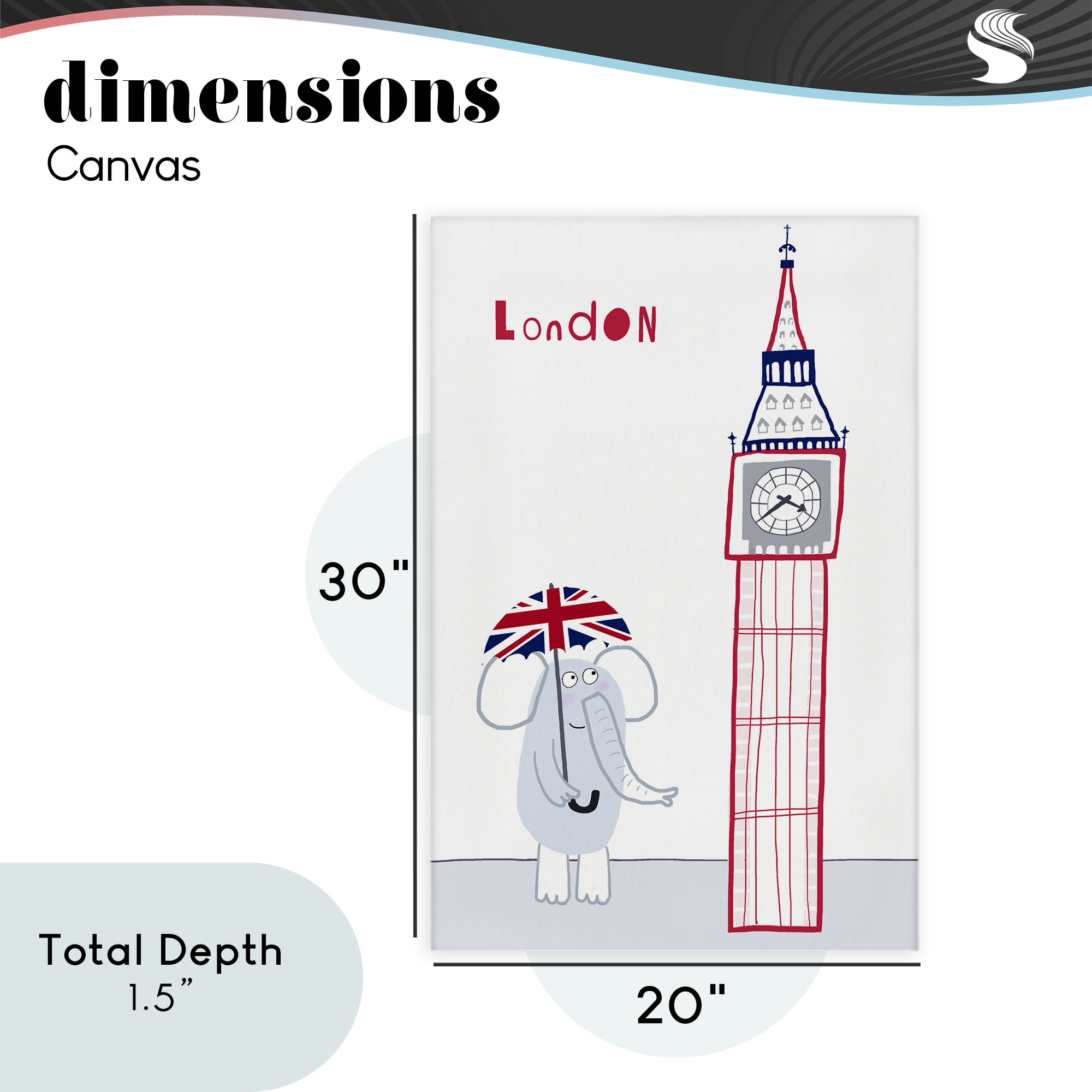 Elephant & Big Ben London Canvas Wall Art, design by Carla Daly